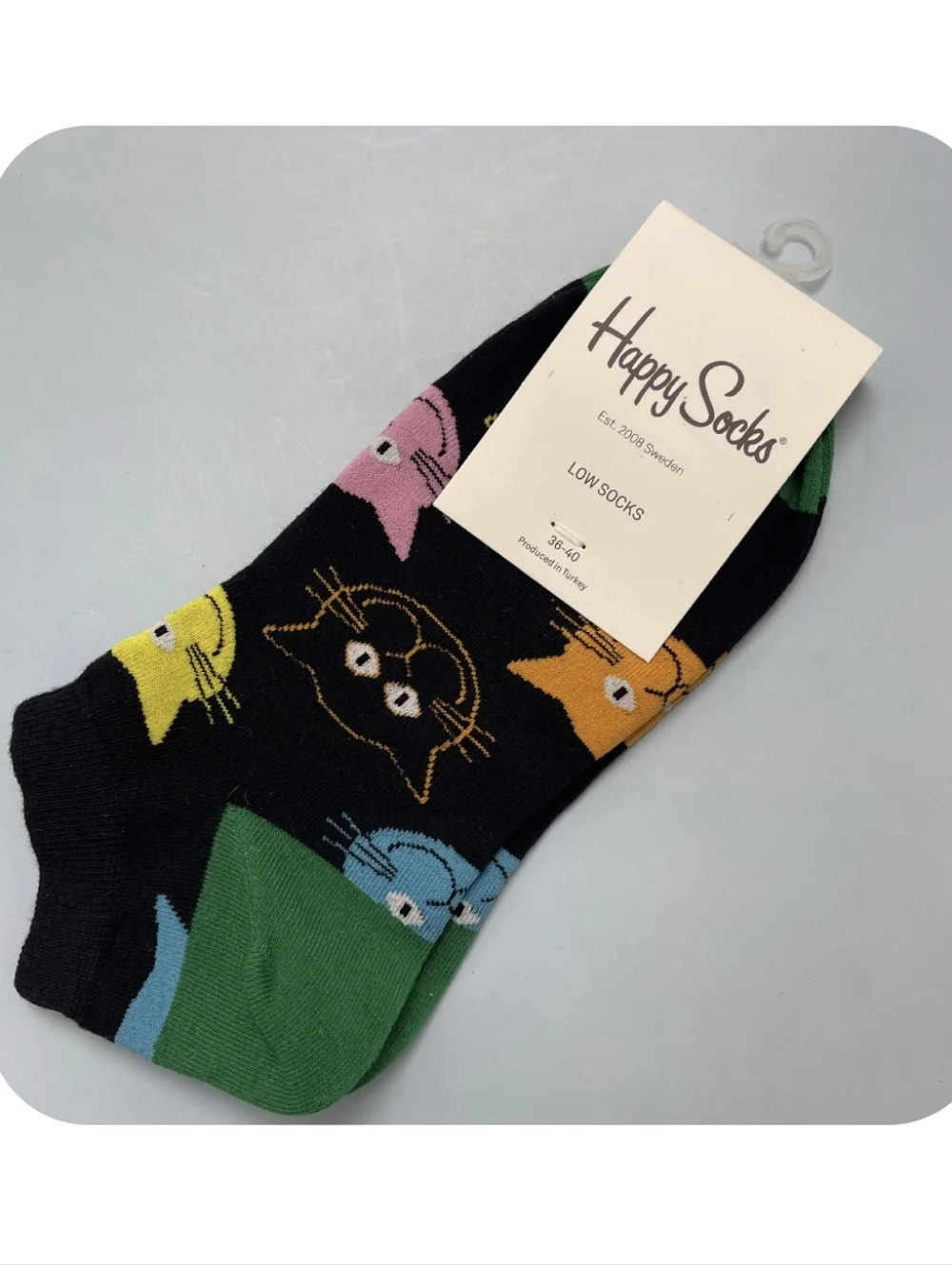 Happy Socks Colorful Cat Faces Low Socks